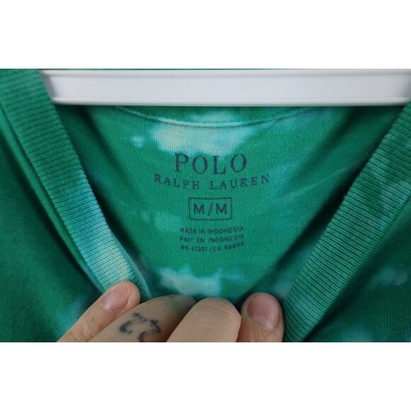 Vintage Y2K Ralph Lauren Mens Medium Acid Wash Short Sleeve T-Shirt Green Cotton - Picture 6 of 11